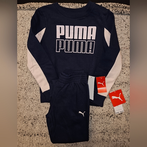 Puma Other - SALE NWT Puma Navy and Pink Glitter Logo Kids  Jogging Set - Size 5